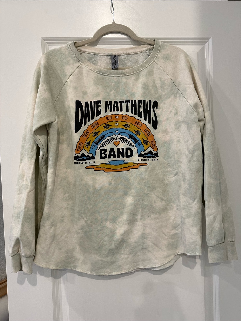 Women's Crewneck Sweatshirt in Cream/Green Tie-Dye